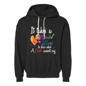 Mom Child Love Puzzle Inspirational Autism Awareness Gift Garment-Dyed Fleece Hoodie