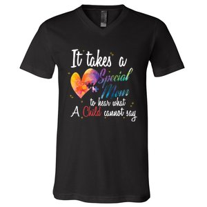 Mom Child Love Puzzle Inspirational Autism Awareness Gift V-Neck T-Shirt