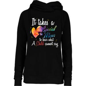 Mom Child Love Puzzle Inspirational Autism Awareness Gift Womens Funnel Neck Pullover Hood