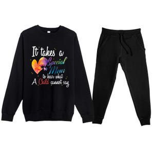 Mom Child Love Puzzle Inspirational Autism Awareness Gift Premium Crewneck Sweatsuit Set