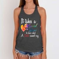 Mom Child Love Puzzle Inspirational Autism Awareness Gift Women's Knotted Racerback Tank