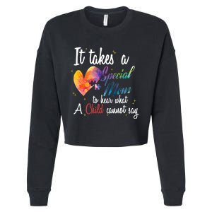 Mom Child Love Puzzle Inspirational Autism Awareness Gift Cropped Pullover Crew