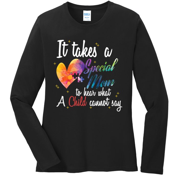 Mom Child Love Puzzle Inspirational Autism Awareness Gift Ladies Long Sleeve Shirt