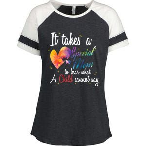 Mom Child Love Puzzle Inspirational Autism Awareness Gift Enza Ladies Jersey Colorblock Tee