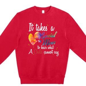 Mom Child Love Puzzle Inspirational Autism Awareness Gift Premium Crewneck Sweatshirt