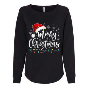 Merry Christmas Lights Red Santa Hat Xmas Family Womens California Wash Sweatshirt