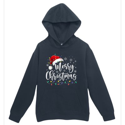 Merry Christmas Lights Red Santa Hat Xmas Family Urban Pullover Hoodie