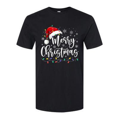 Merry Christmas Lights Red Santa Hat Xmas Family Softstyle CVC T-Shirt