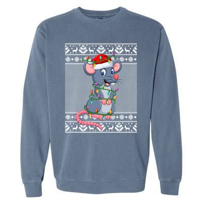 Mouse Christmas Lights Matching Santa Ugly Sweater Xmas Cute Gift Garment-Dyed Sweatshirt