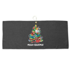 Merry Christmas Library Tree Cute Book Lover Librarian Funny Gift Large Microfiber Waffle Golf Towel