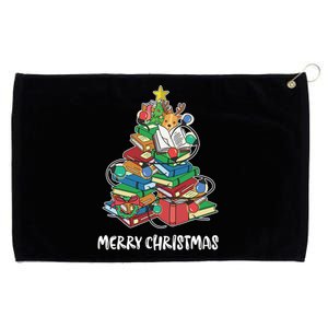 Merry Christmas Library Tree Cute Book Lover Librarian Funny Gift Grommeted Golf Towel