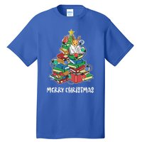 Merry Christmas Library Tree Cute Book Lover Librarian Funny Gift Tall T-Shirt