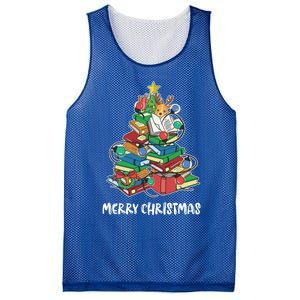 Merry Christmas Library Tree Cute Book Lover Librarian Funny Gift Mesh Reversible Basketball Jersey Tank