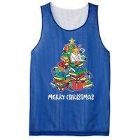 Merry Christmas Library Tree Cute Book Lover Librarian Funny Gift Mesh Reversible Basketball Jersey Tank