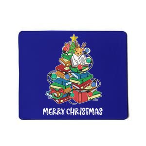 Merry Christmas Library Tree Cute Book Lover Librarian Funny Gift Mousepad