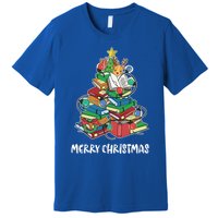 Merry Christmas Library Tree Cute Book Lover Librarian Funny Gift Premium T-Shirt