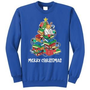 Merry Christmas Library Tree Cute Book Lover Librarian Funny Gift Tall Sweatshirt