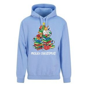 Merry Christmas Library Tree Cute Book Lover Librarian Funny Gift Unisex Surf Hoodie