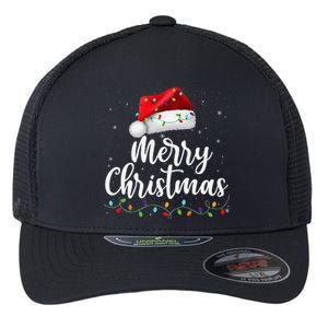 Merry Christmas Lights Santa Hat Family Matching Pajamas Flexfit Unipanel Trucker Cap