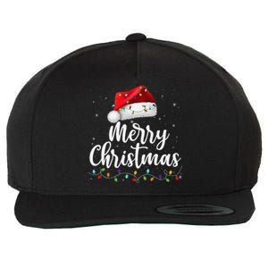 Merry Christmas Lights Santa Hat Family Matching Pajamas Wool Snapback Cap