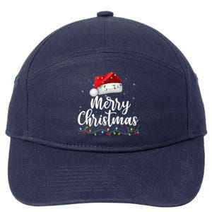 Merry Christmas Lights Santa Hat Family Matching Pajamas 7-Panel Snapback Hat