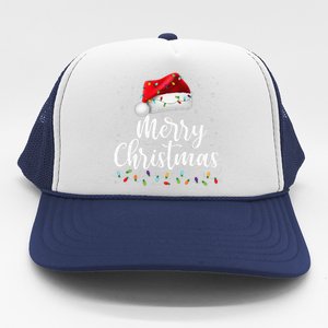 Merry Christmas Lights Santa Hat Family Matching Pajamas Trucker Hat