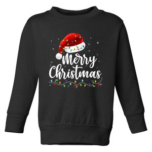 Merry Christmas Lights Red Santa Hat Xmas Family Toddler Sweatshirt