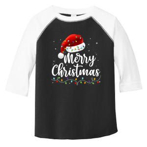 Merry Christmas Lights Red Santa Hat Xmas Family Toddler Fine Jersey T-Shirt