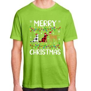 Merry Christmas Lighting Santa Golden Retriever Dog Xmas Gift Adult ChromaSoft Performance T-Shirt