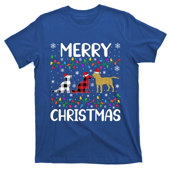 Merry Christmas Lighting Santa Golden Retriever Dog Xmas Gift T-Shirt