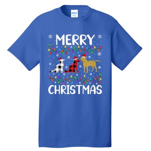 Merry Christmas Lighting Santa Golden Retriever Dog Xmas Gift Tall T-Shirt