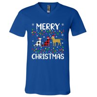 Merry Christmas Lighting Santa Golden Retriever Dog Xmas Gift V-Neck T-Shirt