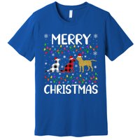 Merry Christmas Lighting Santa Golden Retriever Dog Xmas Gift Premium T-Shirt