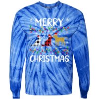 Merry Christmas Lighting Santa Golden Retriever Dog Xmas Gift Tie-Dye Long Sleeve Shirt