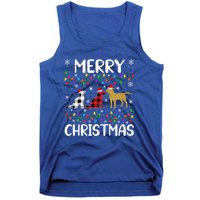 Merry Christmas Lighting Santa Golden Retriever Dog Xmas Gift Tank Top