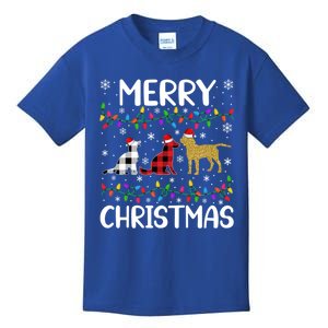 Merry Christmas Lighting Santa Golden Retriever Dog Xmas Gift Kids T-Shirt