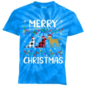 Merry Christmas Lighting Santa Golden Retriever Dog Xmas Gift Kids Tie-Dye T-Shirt