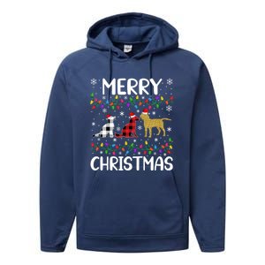 Merry Christmas Lighting Santa Golden Retriever Dog Xmas Gift Performance Fleece Hoodie