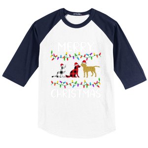 Merry Christmas Lighting Santa Golden Retriever Dog Xmas Gift Baseball Sleeve Shirt