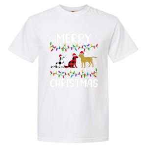 Merry Christmas Lighting Santa Golden Retriever Dog Xmas Gift Garment-Dyed Heavyweight T-Shirt