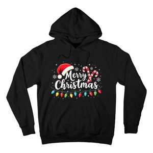 Merry Christmas Lights Red Santa Hat Xmas Family Hoodie