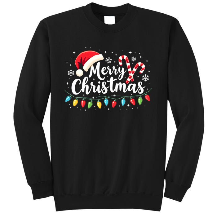 Merry Christmas Lights Red Santa Hat Xmas Family Sweatshirt