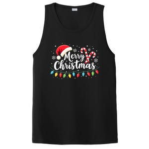 Merry Christmas Lights Red Santa Hat Xmas Family PosiCharge Competitor Tank