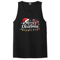 Merry Christmas Lights Red Santa Hat Xmas Family PosiCharge Competitor Tank