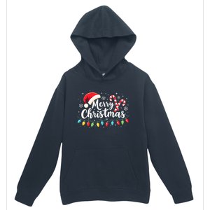 Merry Christmas Lights Red Santa Hat Xmas Family Urban Pullover Hoodie