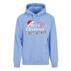 Merry Christmas Lights Red Santa Hat Xmas Family Unisex Surf Hoodie