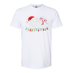 Merry Christmas Lights Red Santa Hat Xmas Family Softstyle CVC T-Shirt