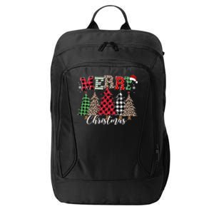 Merry Christmas Leopard Buffalo Red Plaid City Backpack