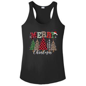 Merry Christmas Leopard Buffalo Red Plaid Ladies PosiCharge Competitor Racerback Tank