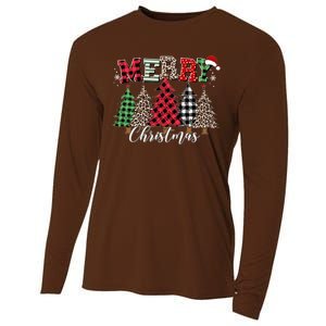 Merry Christmas Leopard Buffalo Red Plaid Cooling Performance Long Sleeve Crew